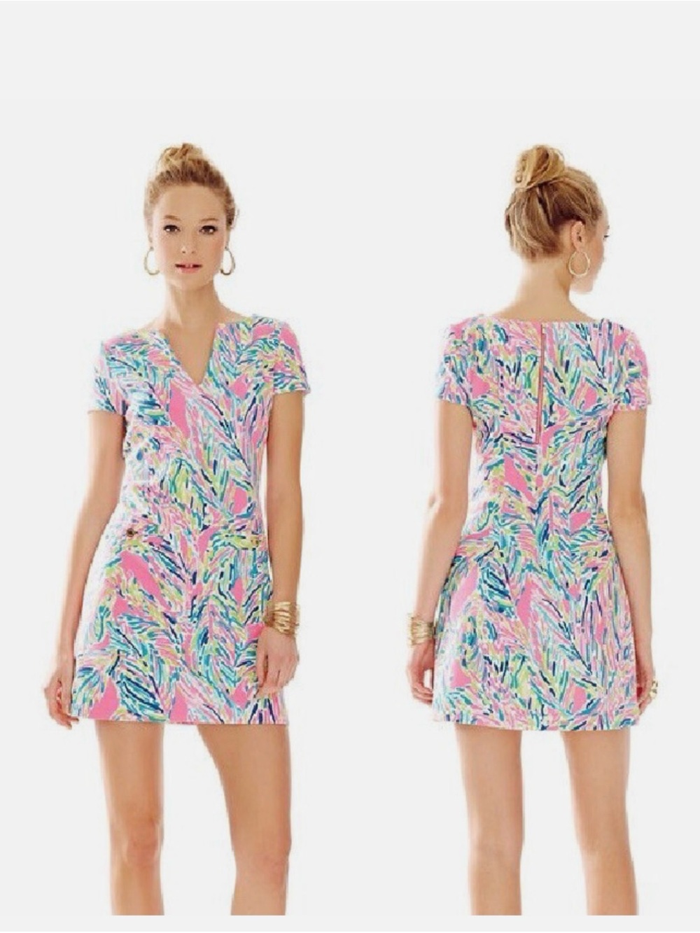 Lilly Pulitzer Layton shift dress multi palm reader XS